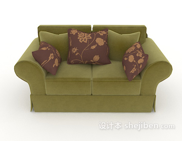 田园风格田园绿色沙发3d模型下载