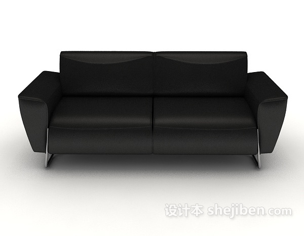 现代风格简约商务黑色双人沙发3d模型下载