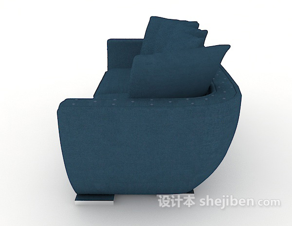设计本蓝色简约双人沙发3d模型下载