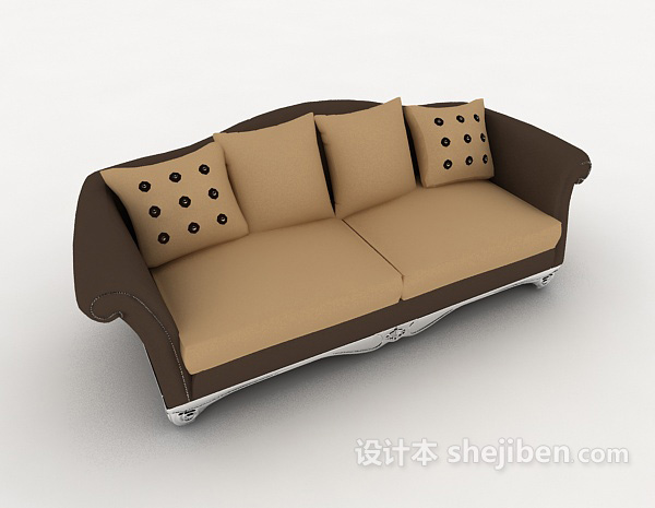 设计本欧式居家多人沙发3d模型下载