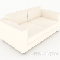 家居休闲简约白色双人沙发3d模型下载