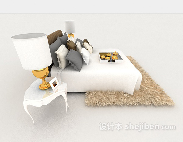 设计本现代风格简单大方双人床3d模型下载