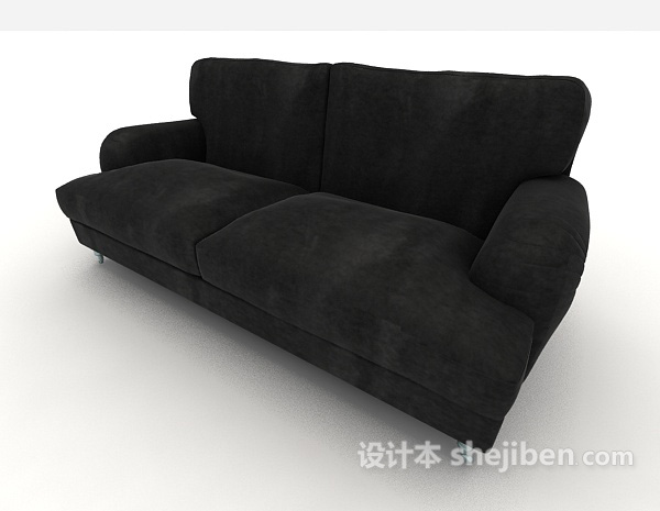 免费简单黑色双人沙发3d模型下载