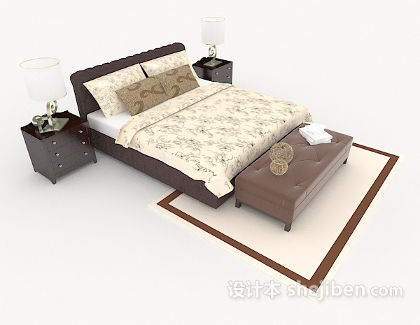 设计本居家实用双人床3d模型下载