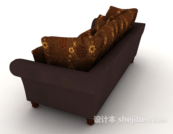 设计本田园风花朵双人沙发3d模型下载