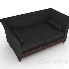 皮质居家双人沙发3d模型下载