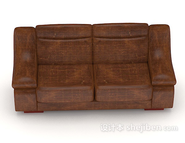 现代风格深棕色家居双人沙发3d模型下载