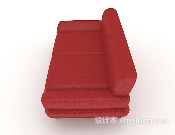 设计本现代简约红色双人沙发3d模型下载