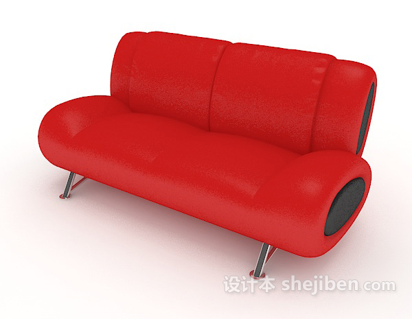 免费现代简约个性红色双人沙发3d模型下载