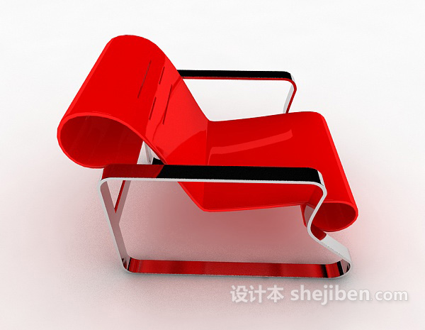 设计本红色简单休闲椅3d模型下载