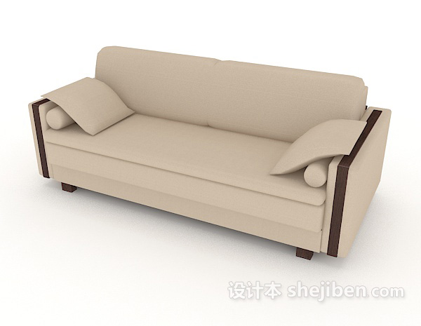 免费灰棕色双人沙发3d模型下载