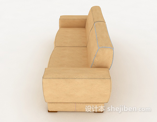 设计本简约浅黄色双人沙发3d模型下载