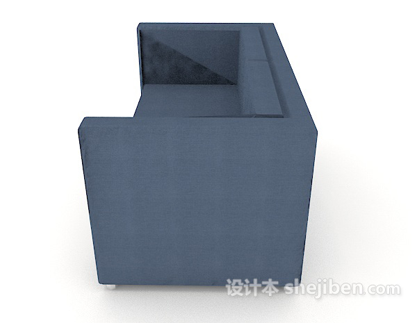 设计本蓝色简单双人沙发3d模型下载