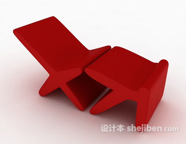 红色个性休闲椅3d模型下载
