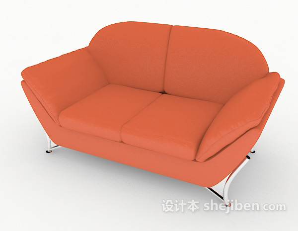 免费双人皮质沙发3d模型下载