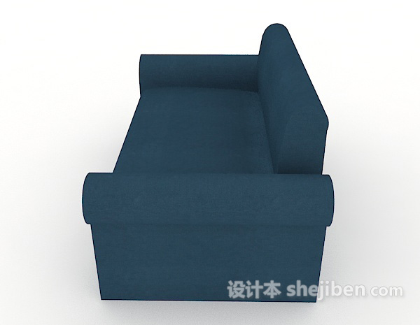 设计本蓝色现代双人沙发3d模型下载