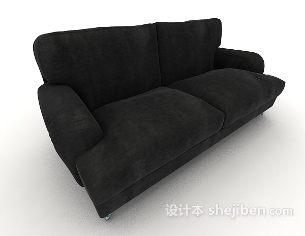 简单黑色双人沙发3d模型下载