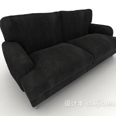 简单黑色双人沙发3d模型下载