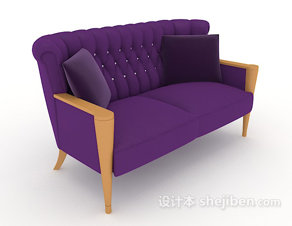 现代休闲紫色双人沙发
