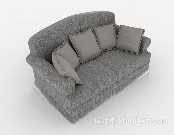 现代灰色系多人沙发3d模型下载