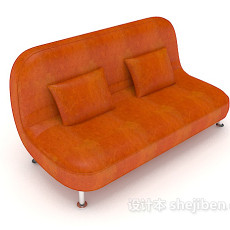 现代简约橙色双人沙发3d模型下载