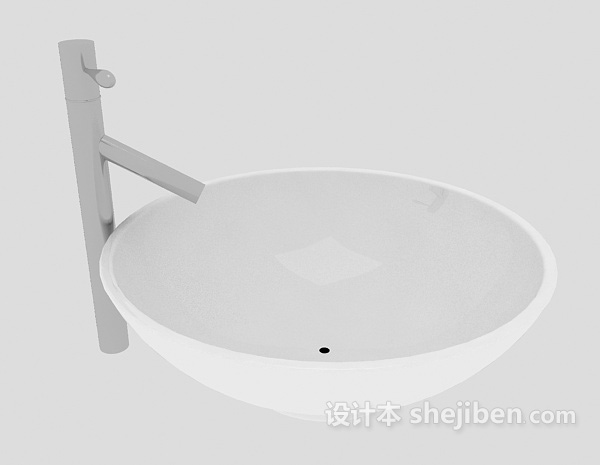 设计本圆形白色洗手盆3d模型下载