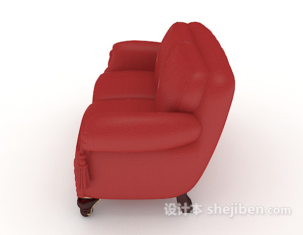 设计本红色家居简单双人沙发3d模型下载
