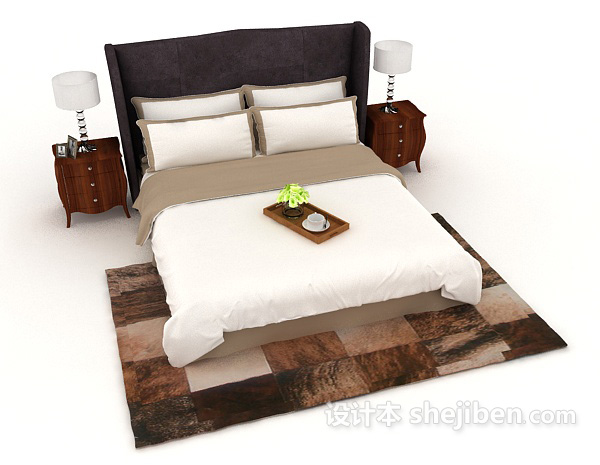 欧式风格简欧风格简单家居床3d模型下载