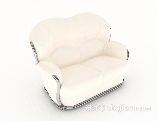 欧式简约米白色双人沙发3d模型下载