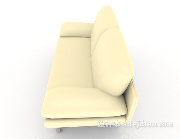设计本米黄色双人沙发3d模型下载