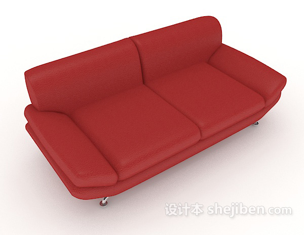 现代简约红色双人沙发3d模型下载