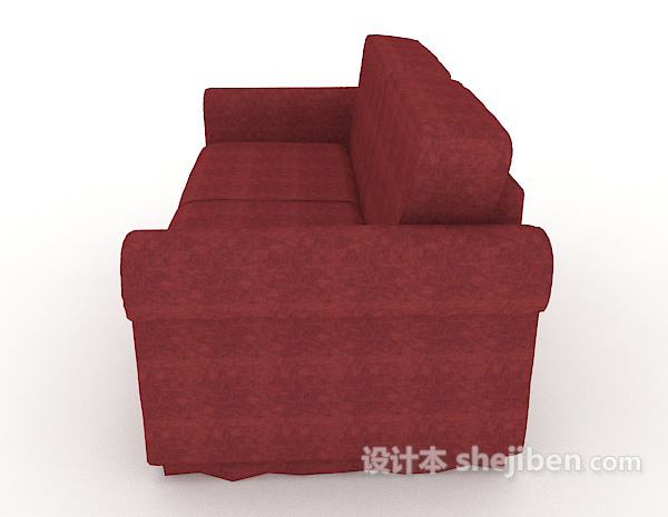设计本暗红色双人沙发3d模型下载