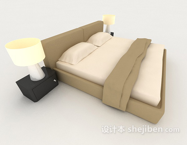 设计本简单时尚双人床3d模型下载