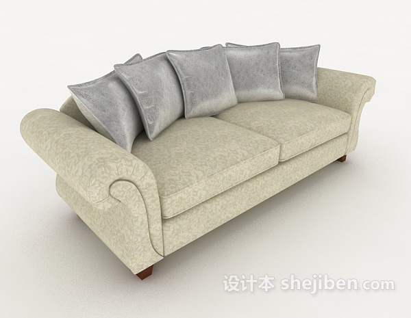 免费家居灰色双人沙发3d模型下载