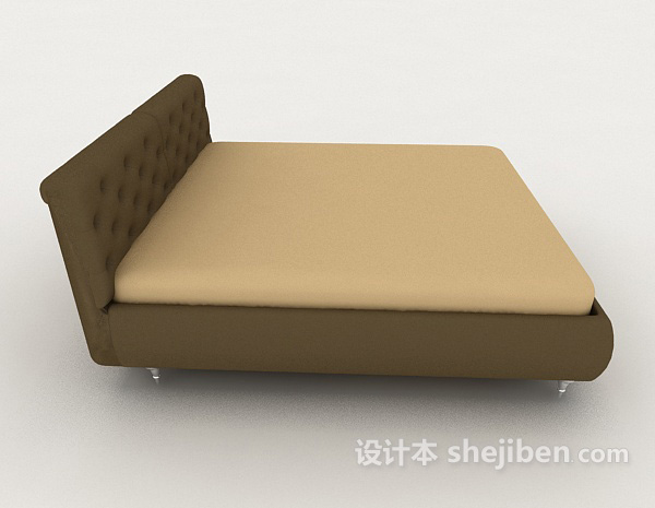 设计本简约深绿色双人床3d模型下载