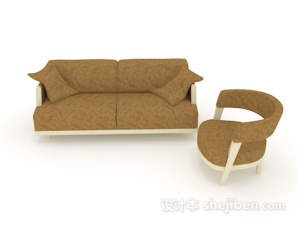田园风格简单家居组合沙发3d模型下载