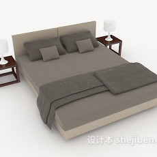 简约休闲灰色双人床3d模型下载