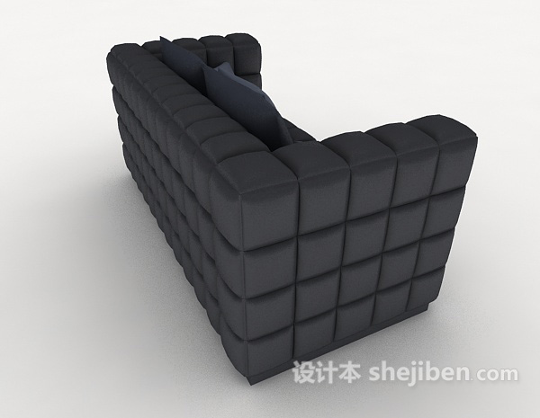 设计本蓝色简约家居双人沙发3d模型下载
