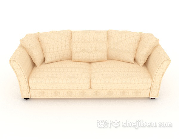 现代风格现代简单黄色双人沙发3d模型下载
