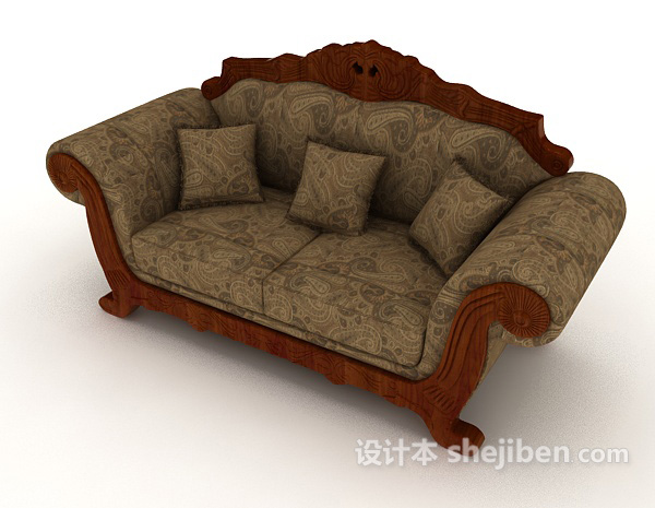 免费欧式复古双人沙发3d模型下载