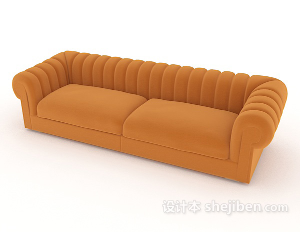 免费家居橙色简约双人沙发3d模型下载