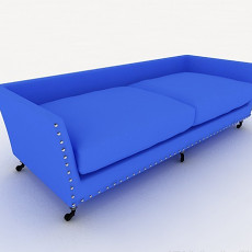 简约蓝色家居双人沙发3d模型下载