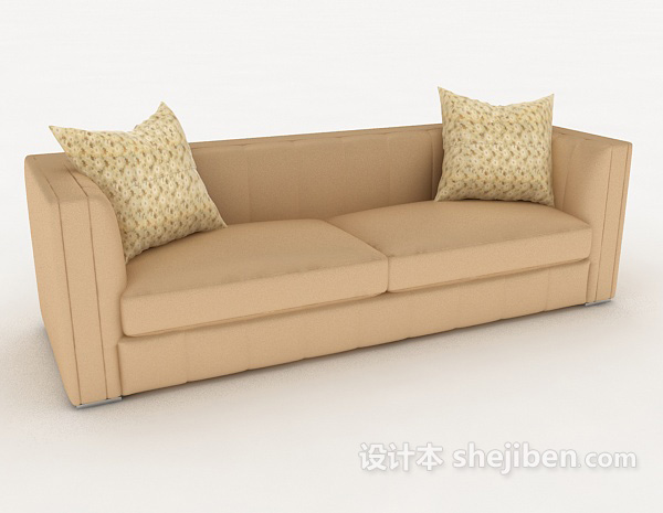 免费浅棕色双人沙发3d模型下载