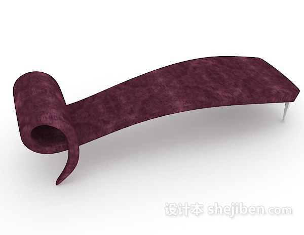 免费单人躺椅紫色沙发3d模型下载