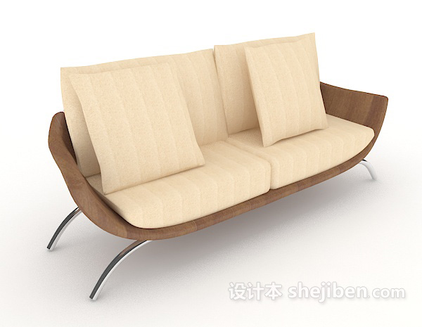 休闲简约木质双人沙发3d模型下载