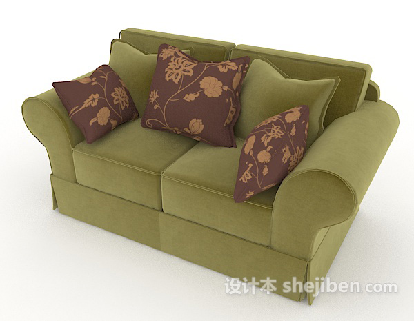 免费田园绿色沙发3d模型下载