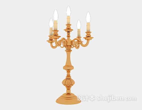 欧式风格金色欧式烛台灯3d模型下载