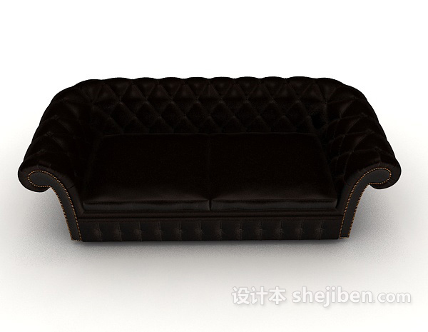 欧式风格欧式黑色居家沙发3d模型下载