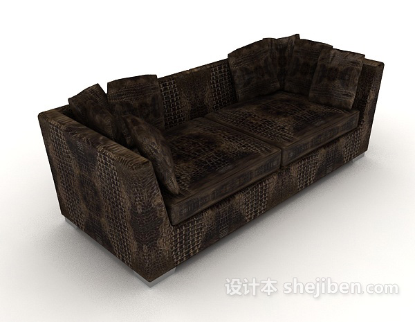 深棕色个性休闲双人沙发3d模型下载