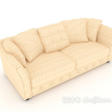 现代简单黄色双人沙发3d模型下载